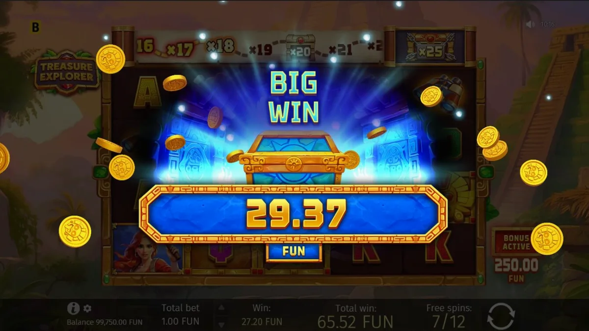 Laura Loot menjelajahi reruntuhan Aztec dalam slot Treasure Explorer